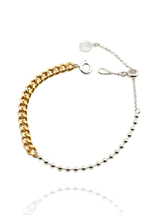 Twotone Unbalance Silver Bracelet Ib199 [Mix]