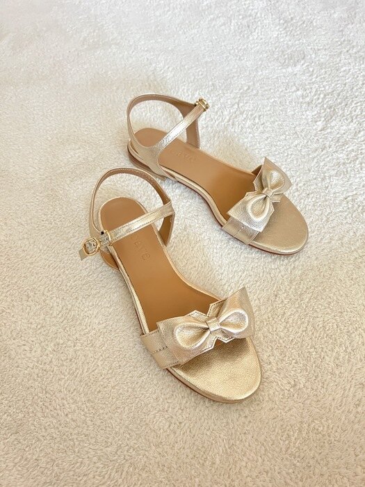 Blair Ribbon Sandals - Champagne Gold