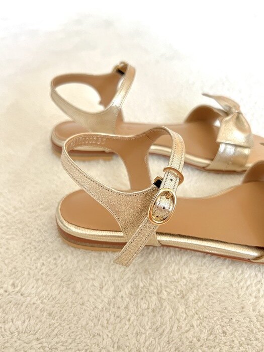 Blair Ribbon Sandals - Champagne Gold