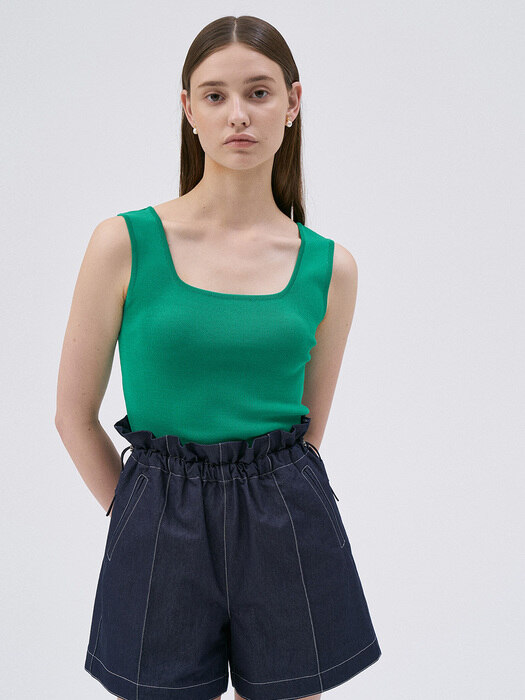 [단독]Two-Way Sleeveless Knit Top-Green