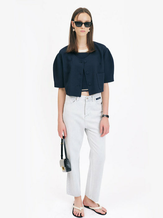 22 Summer_ Navy Cropped Blazer