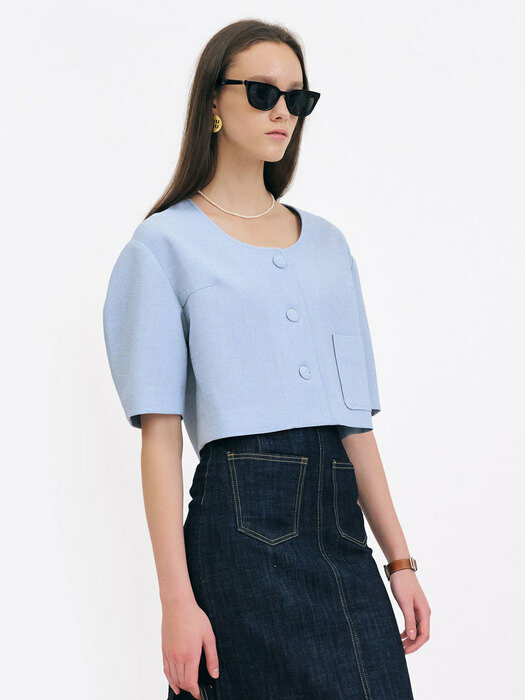 22 Summer_ Navy Cropped Blazer