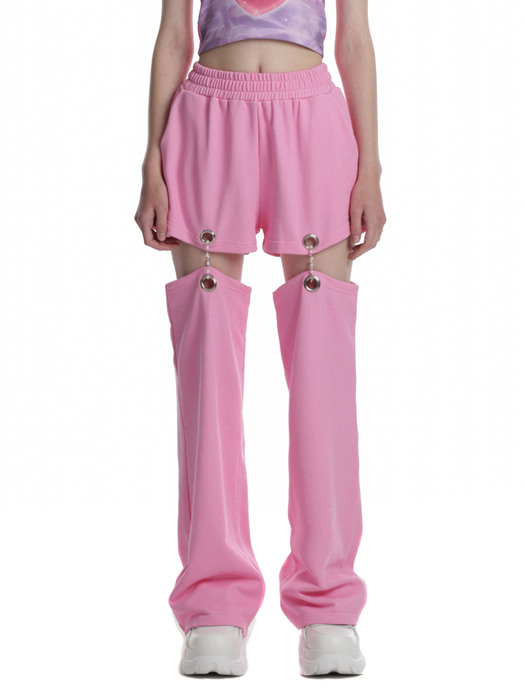 0 9 cut out sweatpants - PINK