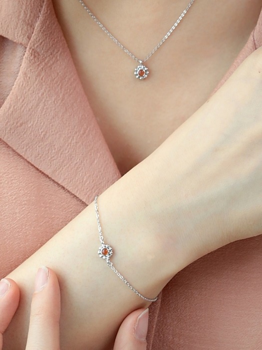 파이어오팔 플라워팔찌 Fire opal flower bracelet