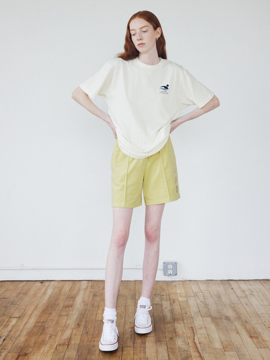 Embroidery Terry Shorts_Yellow
