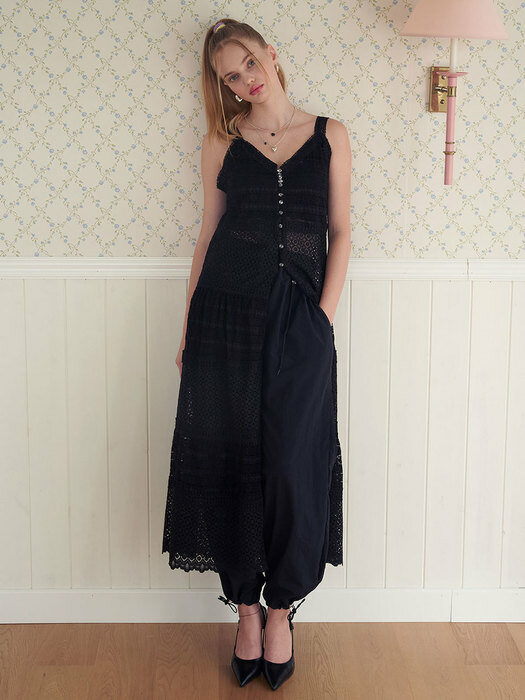 sugar lace slip dress (black) / 슈가 레이스 슬립원피스 블랙