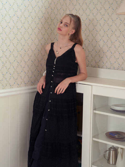 sugar lace slip dress (black) / 슈가 레이스 슬립원피스 블랙