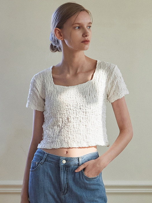CROPPED SQUARE NECK BLOUSE_WHITE
