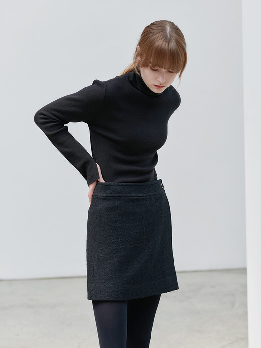 22FN tweed mini wrap skirt [BK]