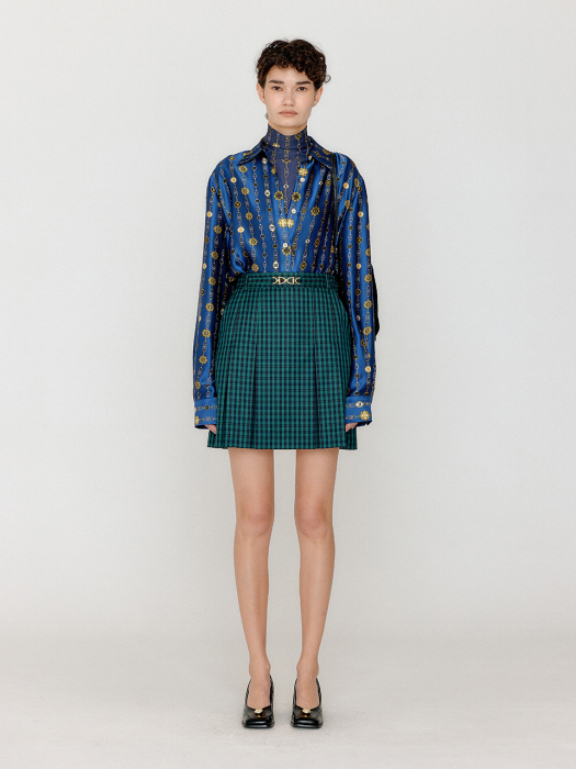 VABRINA Gold-trimmed Mini Skirt - Green Check