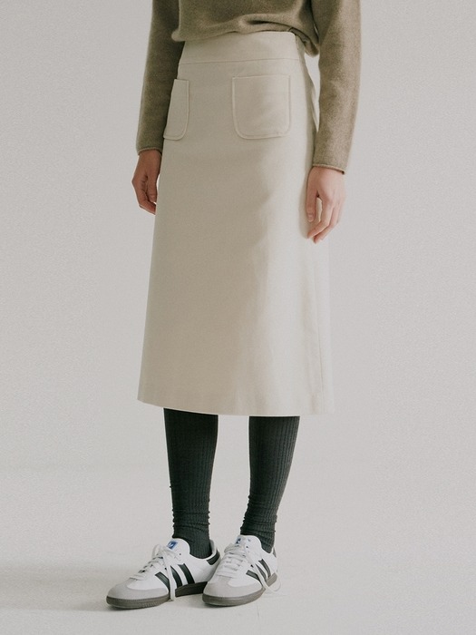 corduroy pocket skirt [Italian fabric] (cream)