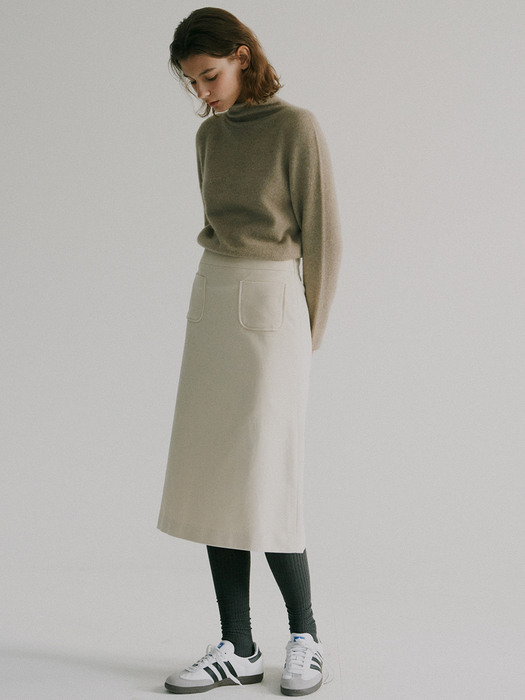 corduroy pocket skirt [Italian fabric] (cream)