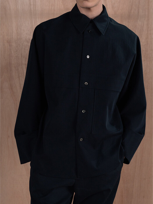 WOOL OVER SHIRT [BLACK]