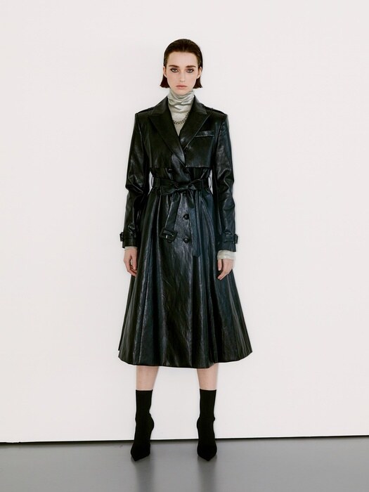 The Leather trench coat [Black Leather]