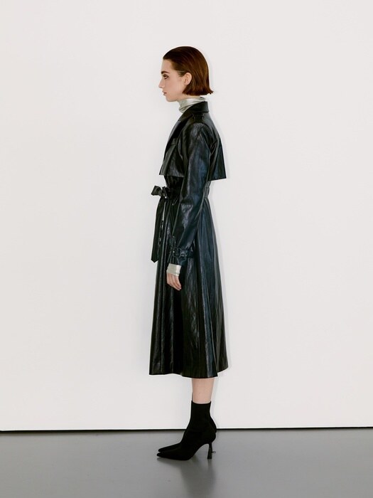 The Leather trench coat [Black Leather]