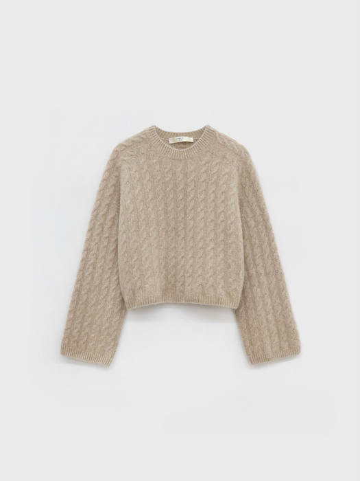 Cashemre Wide Cable Short Pullover