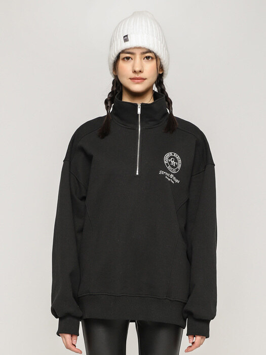 UNISEX HALF ZIP-UP TOP(BLACK)