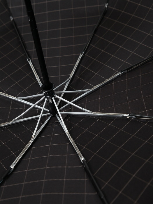3256 코튼 체크 포플러 우드그립 자동 3단 우산 양산