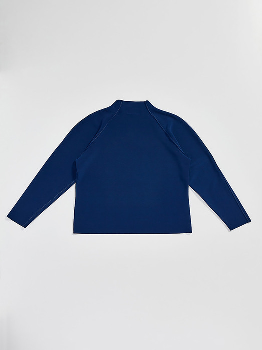 Long Sleeve High-Neck Sweat Shirt Deep Blue