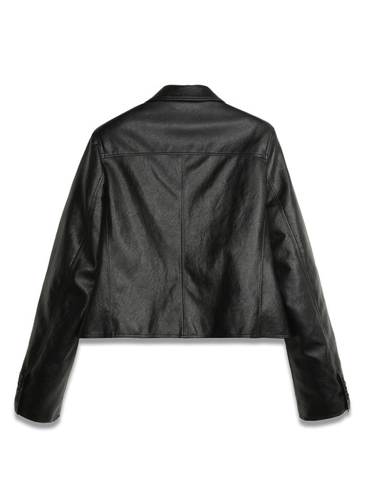 FAUX Leather Midi Blazer in Black
