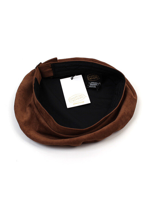 Belted Brown Suede Beret 베레모