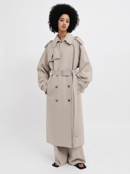 Double-Breasted Trench Coat Beige