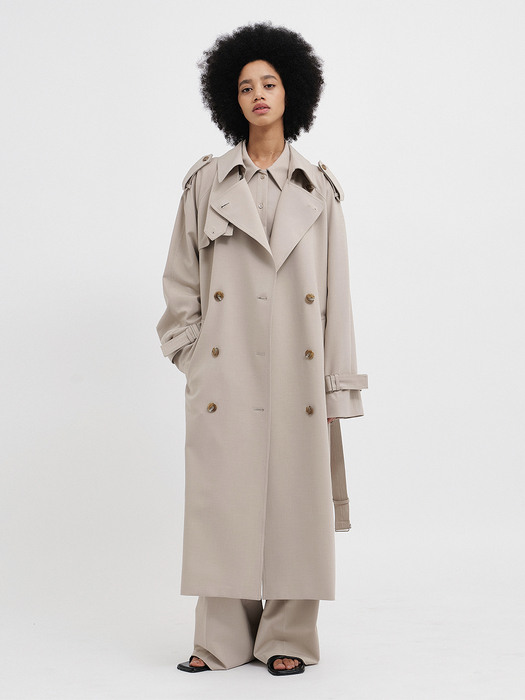 Double-Breasted Trench Coat Beige
