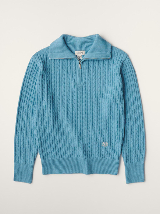 Classic Zip-Up Knit (Fog Blue)