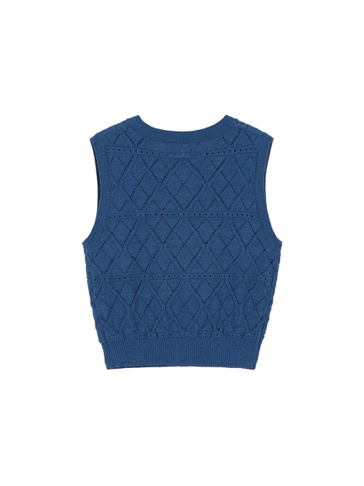 Cropped Knit Vest in Blue VK3MV150-22