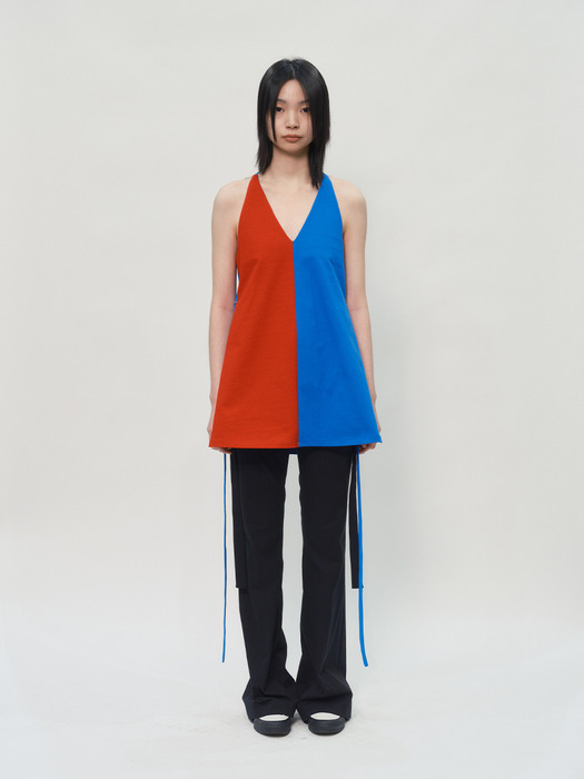 Colorblock o-ring top in blue/red