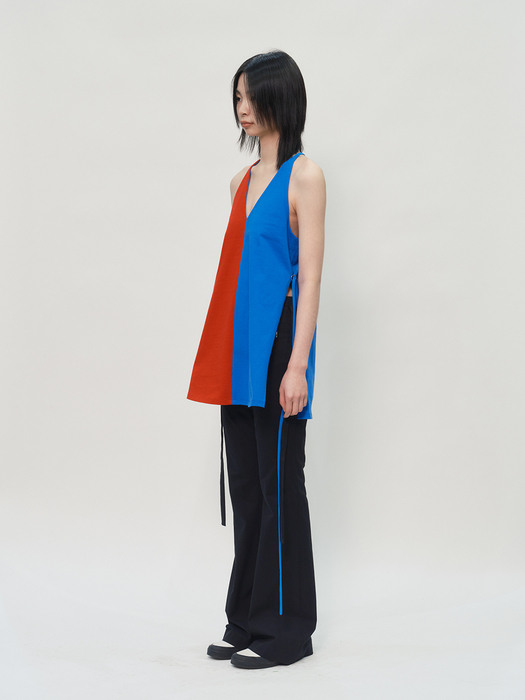 Colorblock o-ring top in blue/red
