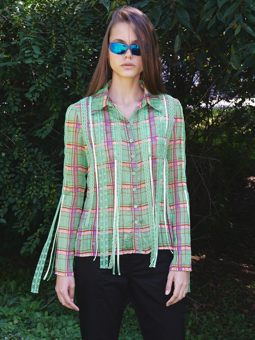 The Open Pioduct CHECK TAPED SHIRT｜トップス
