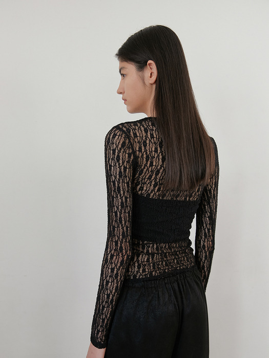 flower lace layered top (black)