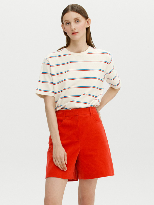 COSENZA Stripe t-shirts (Natural&Red)