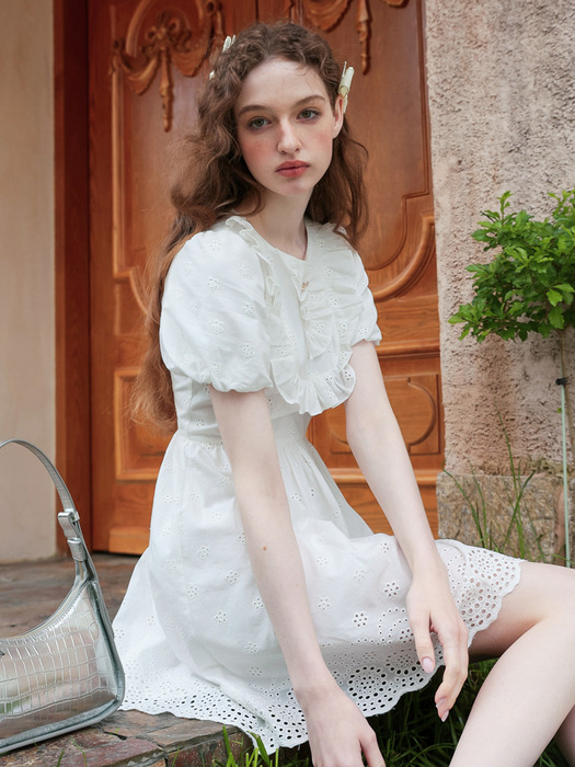 Cest_White angel ruffle dress