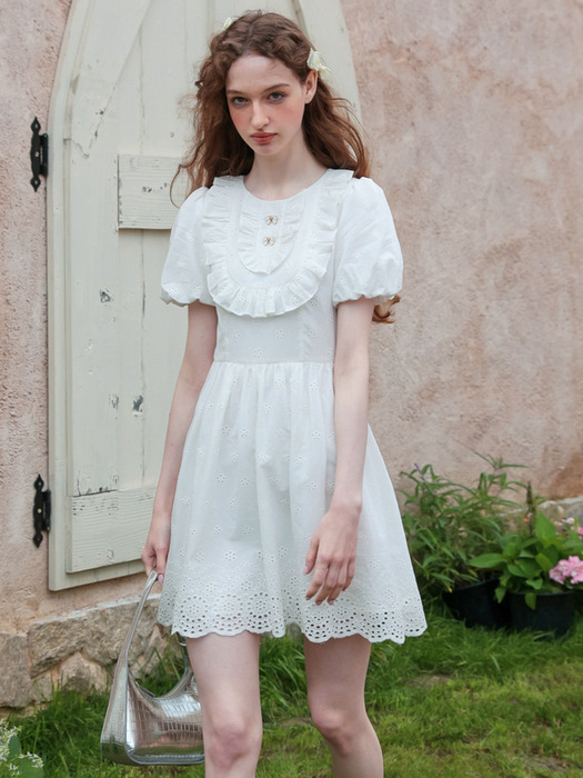 Cest_White angel ruffle dress