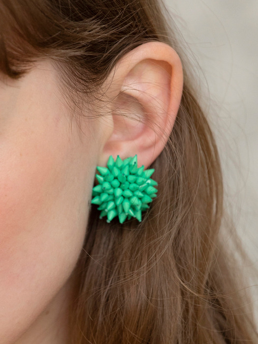 poping flower earrings (GREEN)