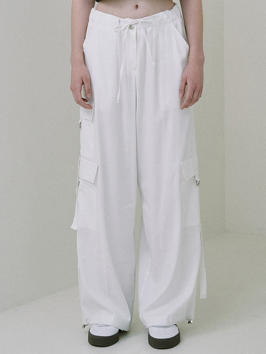 Wide Two-way Cargo Pants [White]
