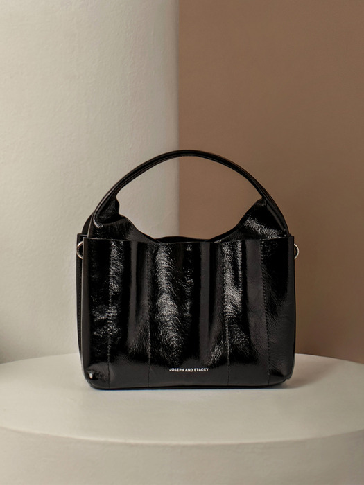 Ruffle Tote Bag Glossy Black