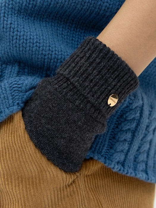 [선물포장] wool knit gloves - charcoal