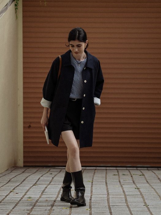 Stitch raglan trench coat(Navy)