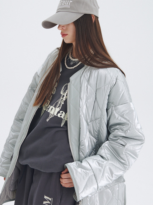 OVERSIZE QUILTING JACKET_SILVER