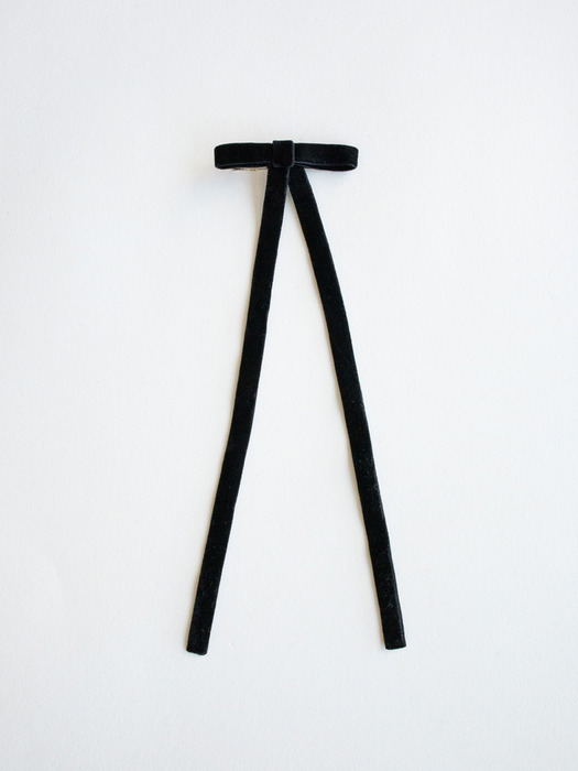 Long black velvet ribbon hairpin