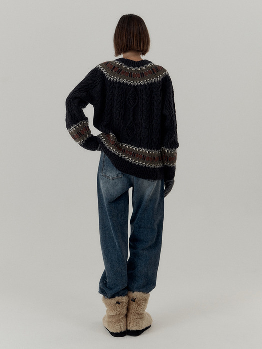 Nordic Cable Pullover NT_(Navy)