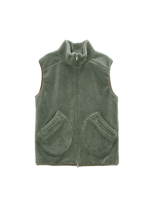 ROUND POCKET FLEECE VEST IN MINT