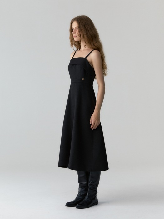 bustier flare dress - black