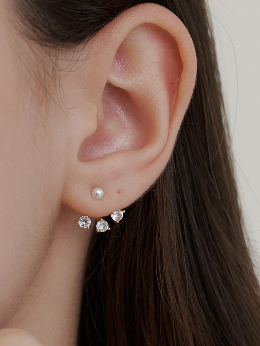 3Way Cubic Pearl Earring