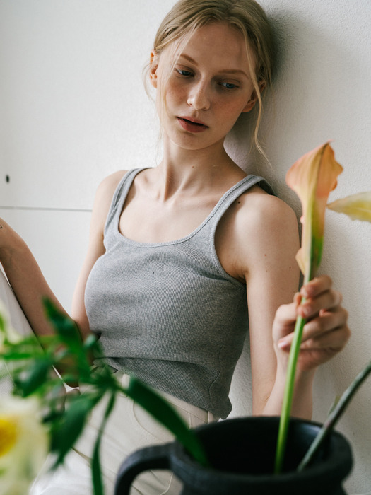 Cotton Sleeveless Top - Gray