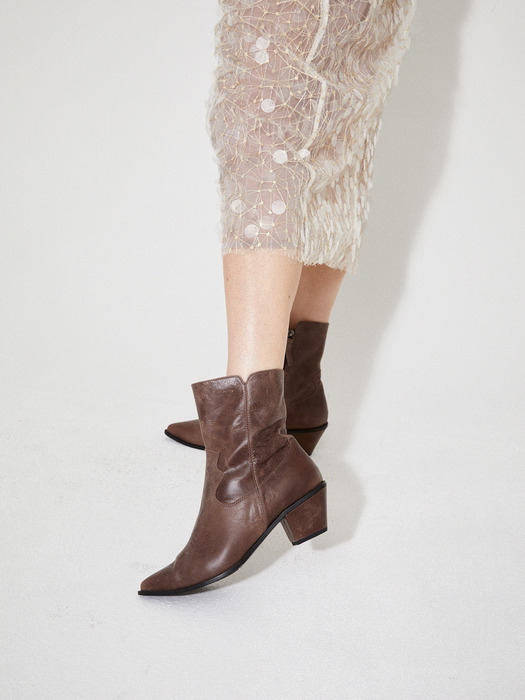 Ankle Western Boots (Dark Brown)