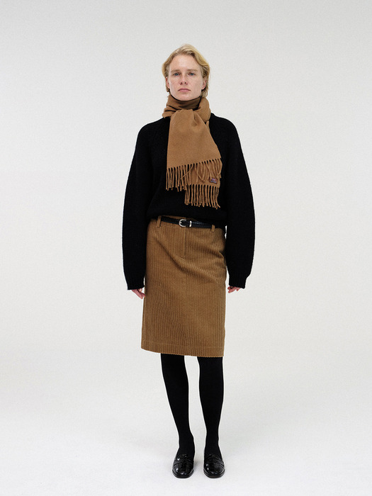 Corduroy h-line skirt (Camel)